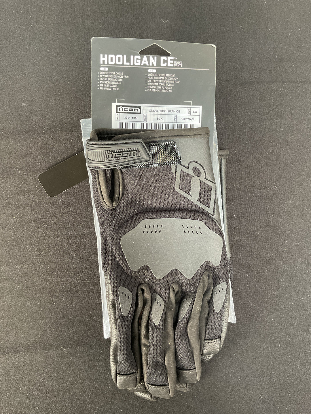 Icon Hooligan CE Gloves - Black - Size Large - Used Like New