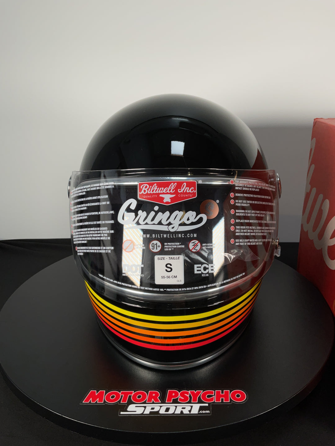Biltwell Gringo S Helmet with Flip-Down Shield - Gloss Black - Size S - Used Like New