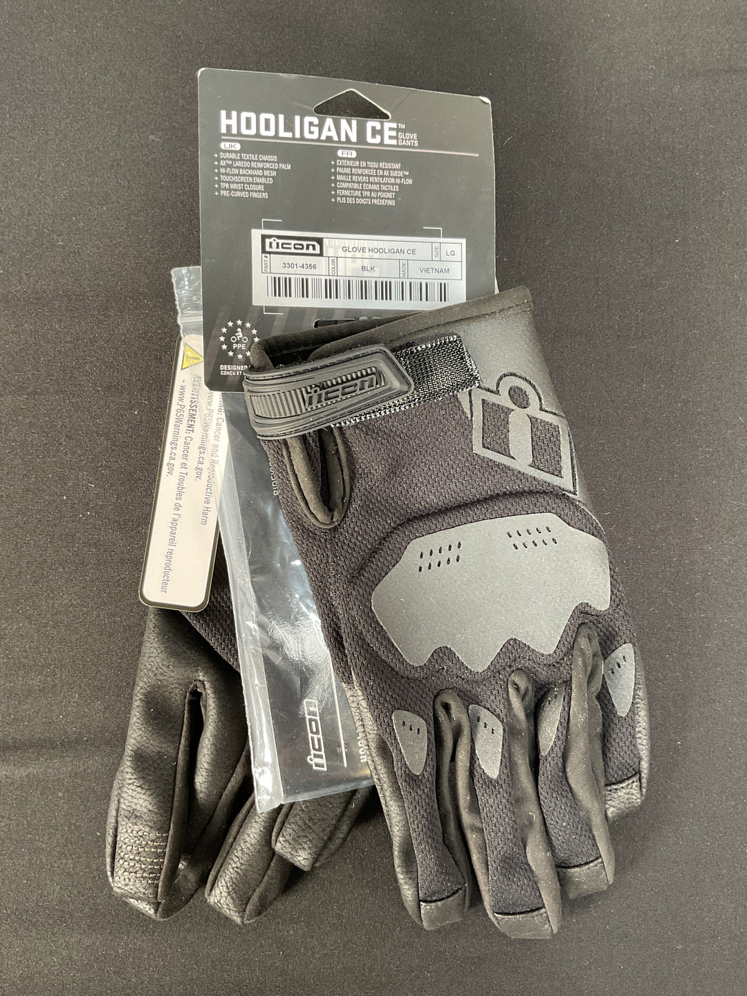 Icon Hooligan CE Gloves - Black - Size Large - Used Like New