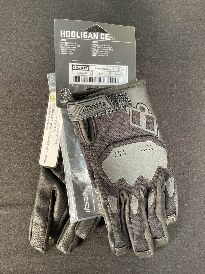 Icon Hooligan CE Gloves - Black - Size Large - Used Like New