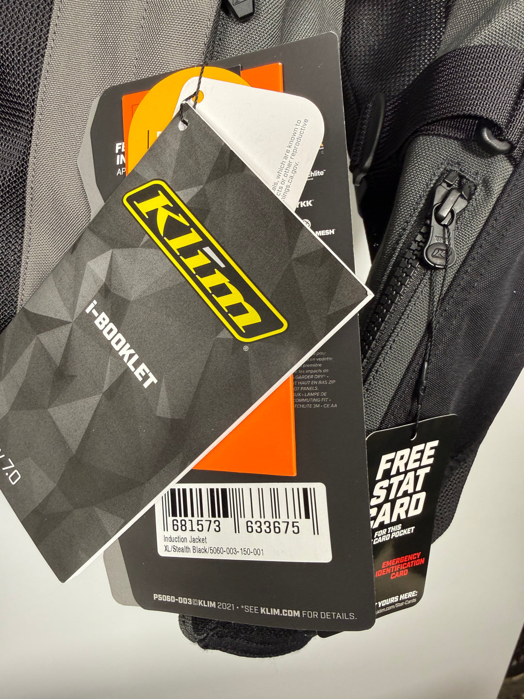 KLIM INDUCTION JACKET - STEALTH BLACK - Size XL - OPEN BOX - FINAL SALE / NO RETURNS