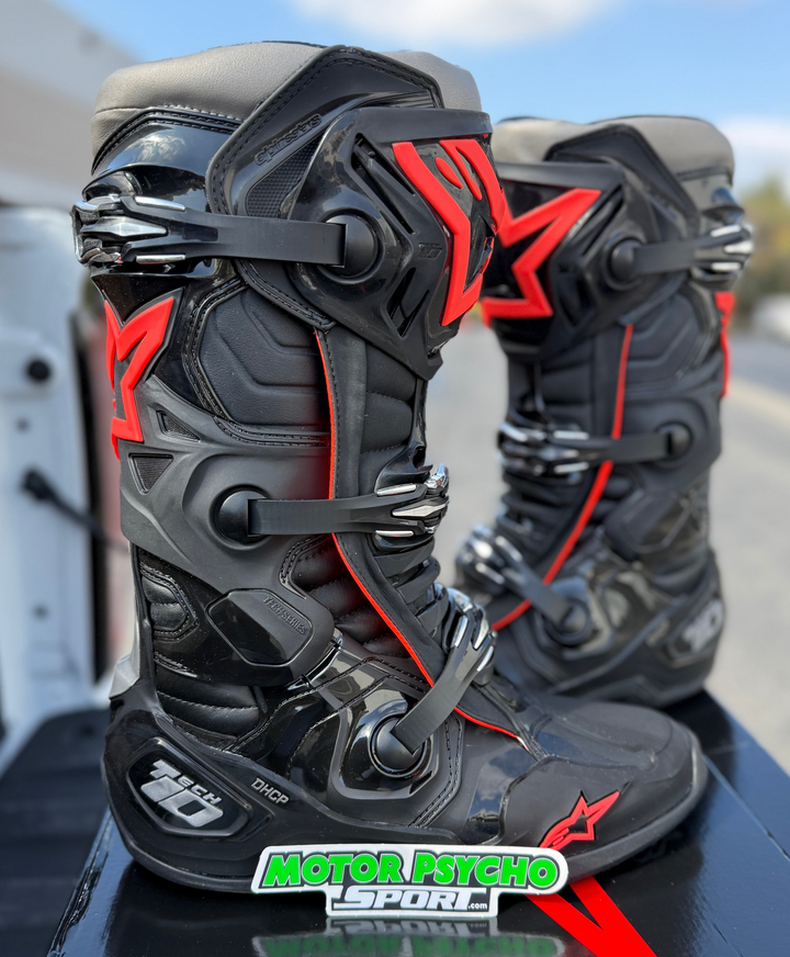 Alpinestars Tech 10 Boots - Black/Red Fluo - CLEARANCE