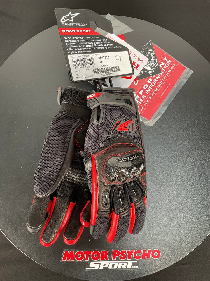 Alpinestars SMX-2 Air Carbon V2 Gloves - Black/Red - Size M - Used Like New
