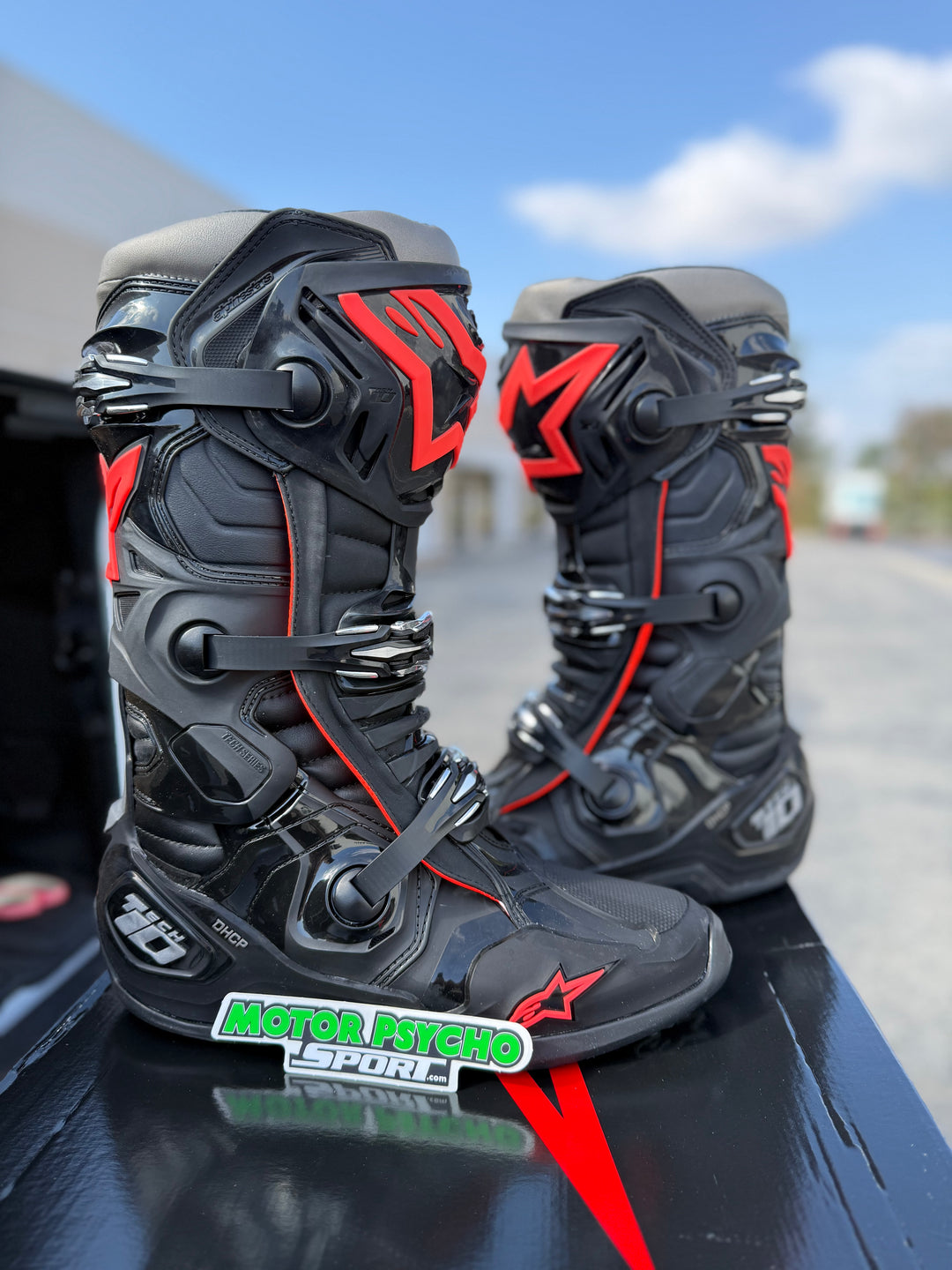 Alpinestars Tech 10 Boots - Black/Red Fluo - CLEARANCE