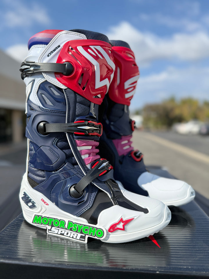 Alpinestars Tech 10 Supervented Boots - Night Navy/White/Rainbow - CLEARANCE