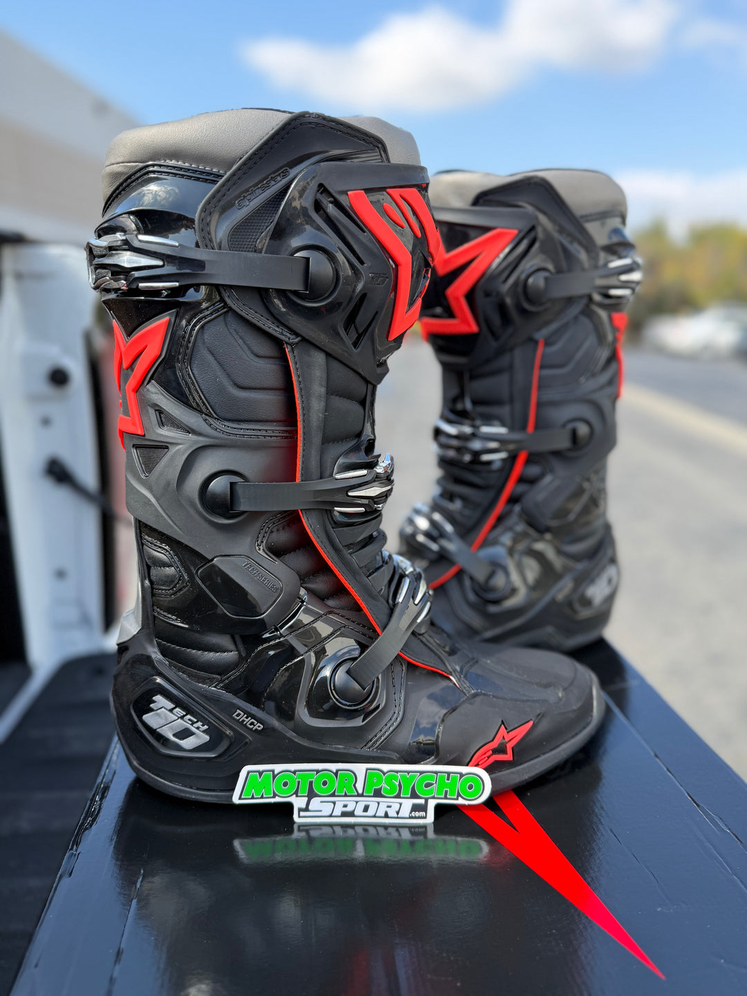 Alpinestars Tech 10 Boots - Black/Red Fluo - CLEARANCE