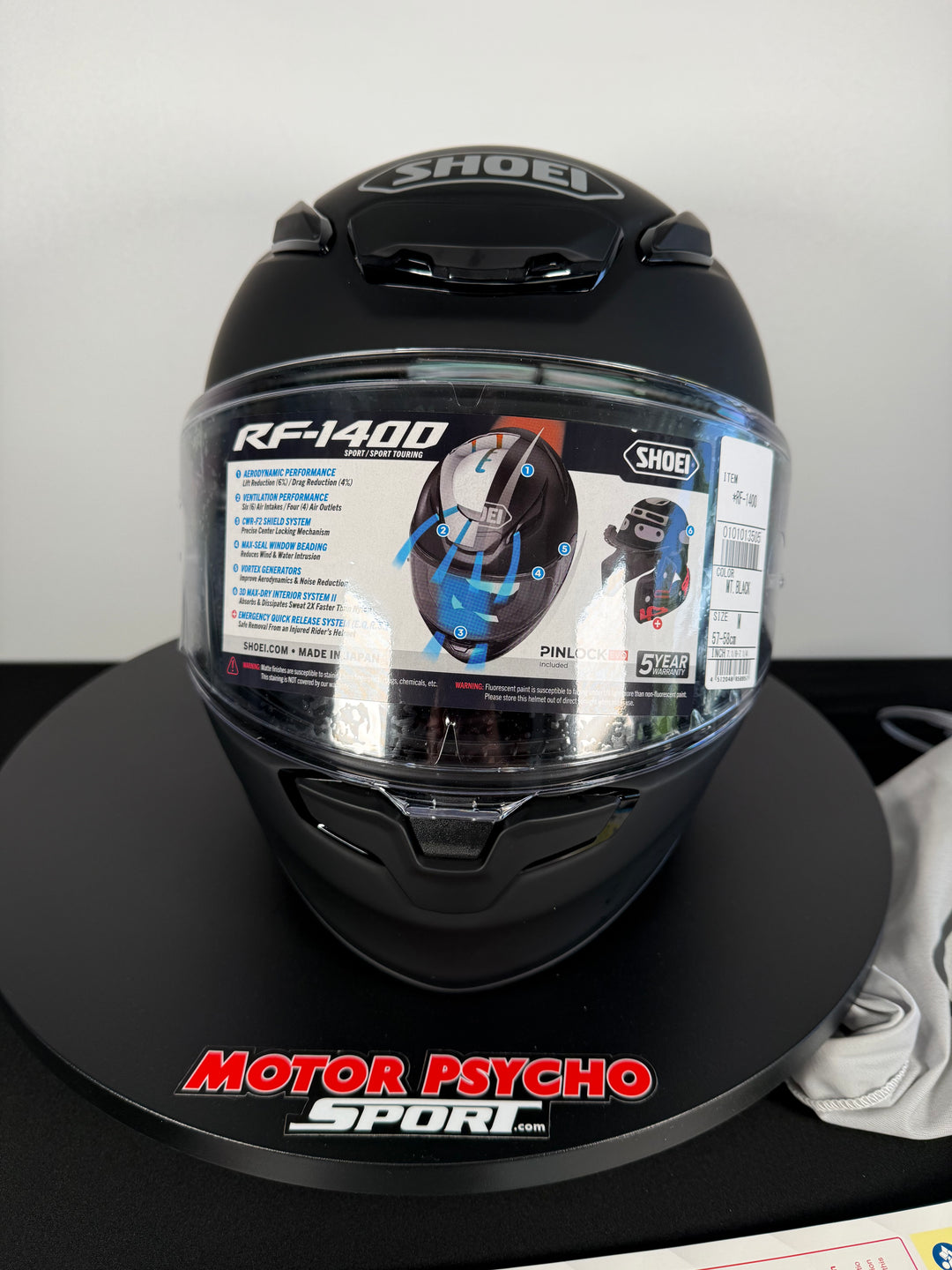 Shoei RF-1400 Helmet - Matte Black - Size Medium - Used Good - Missing Box