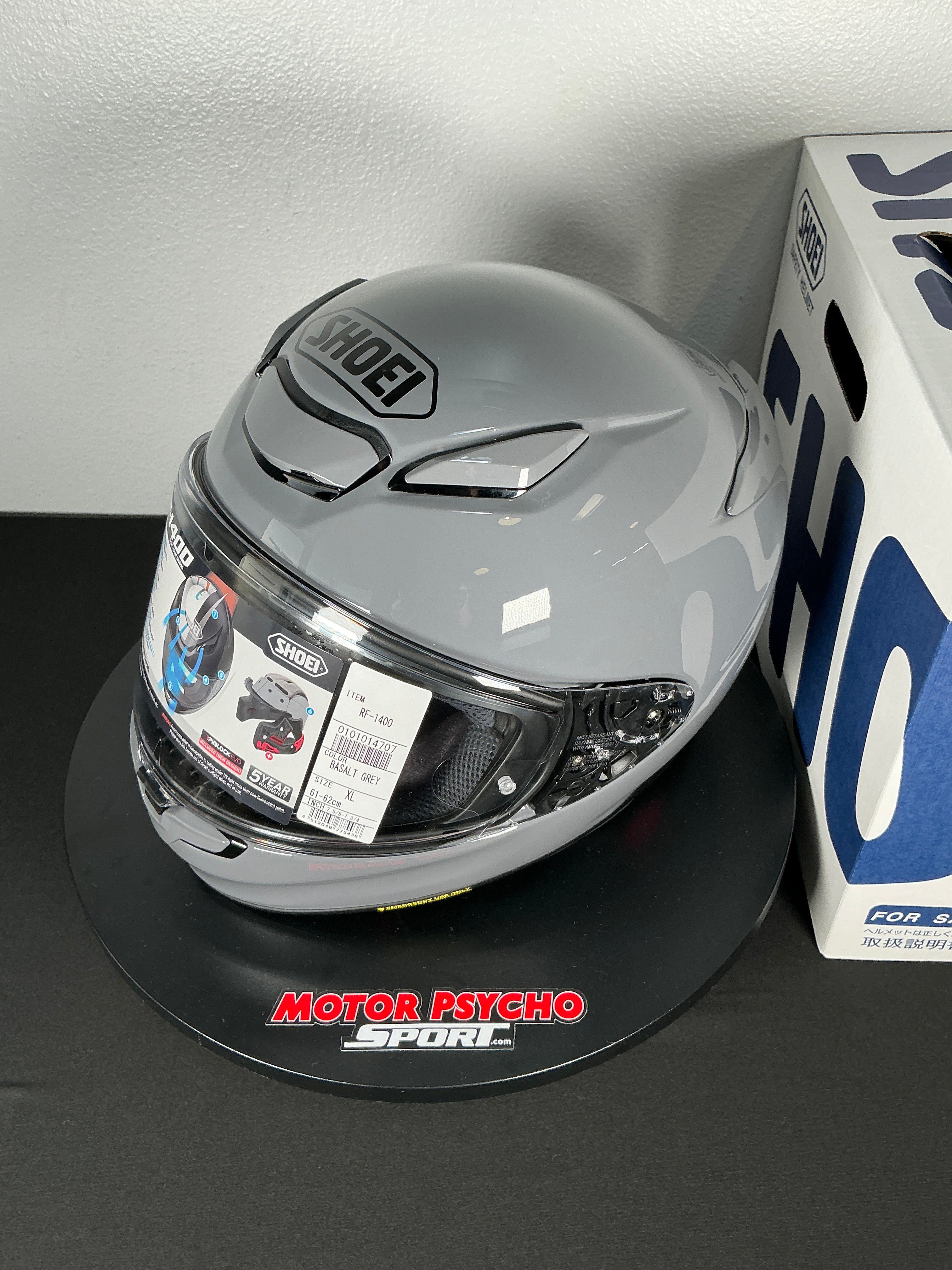 Shoei RF-1400 Helmet - Gloss Basalt Gray - Size XL - USED / OPEN
