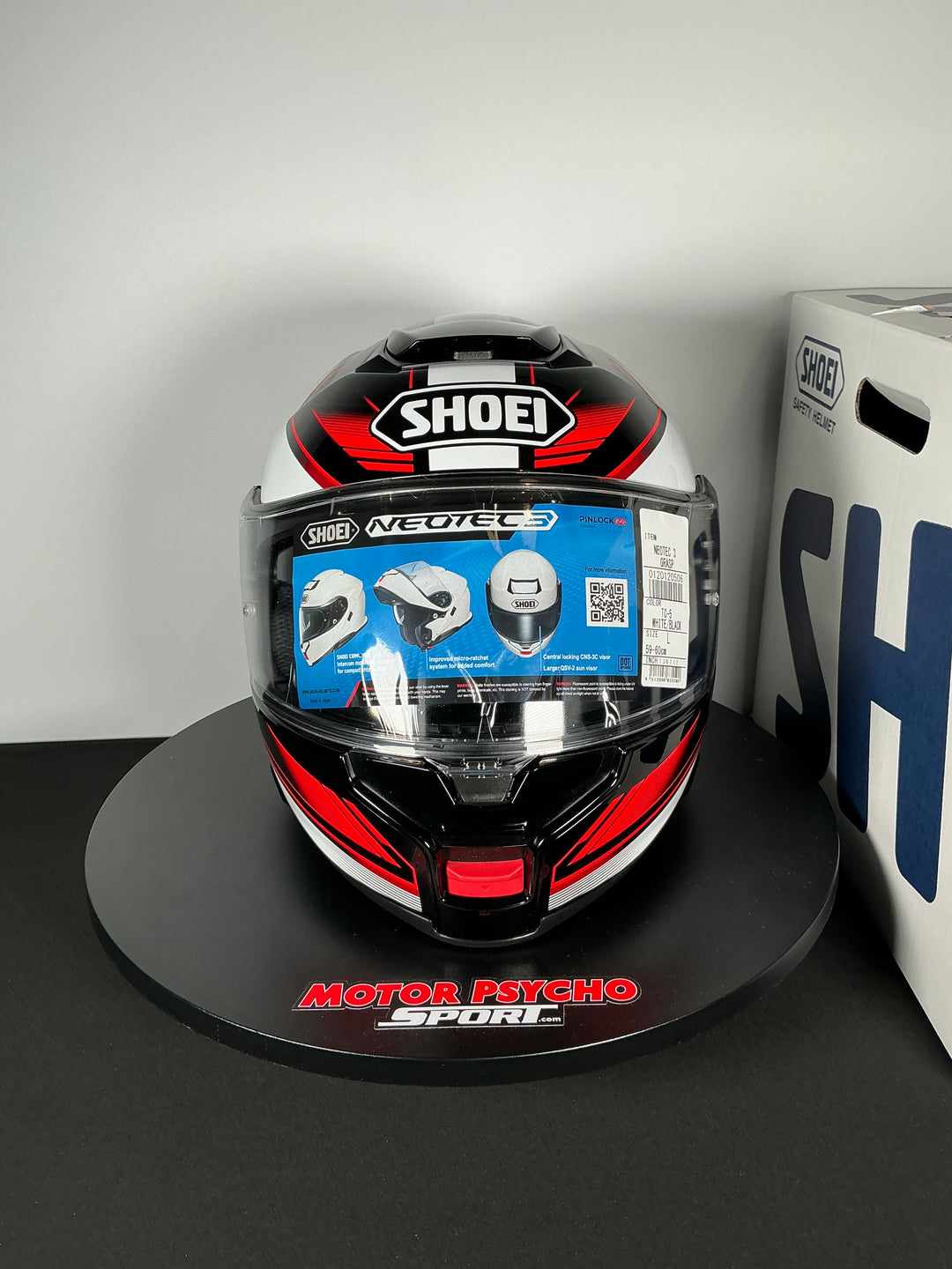 Shoei Neotec 3 Grasp Modular Helmet - TC-5 Black/White/Red - Size Large - USED / OPEN BOX