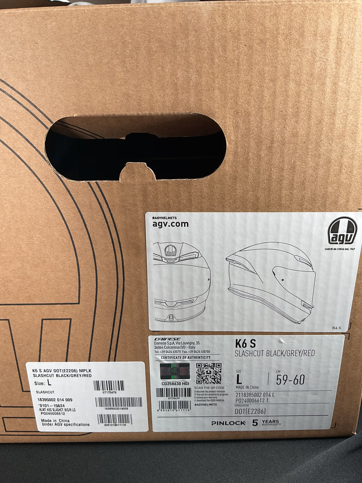 AGV K6 S Helmet - Slashcut Black/Grey/Red - OPEN BOX