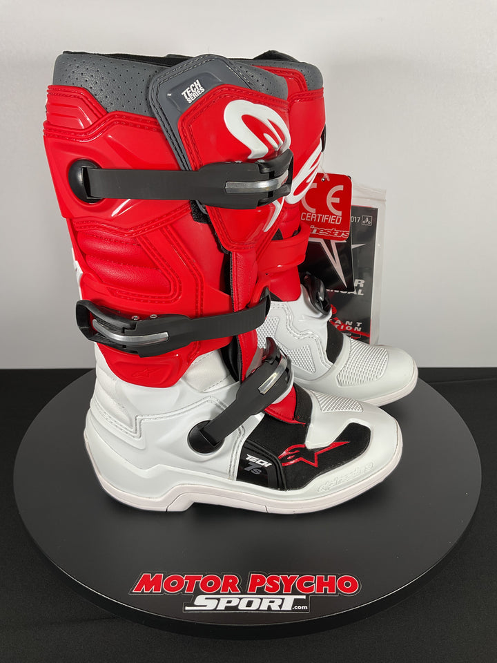Alpinestars Youth Tech 7s Boots - White/Red/Gray - CLOSEOUT