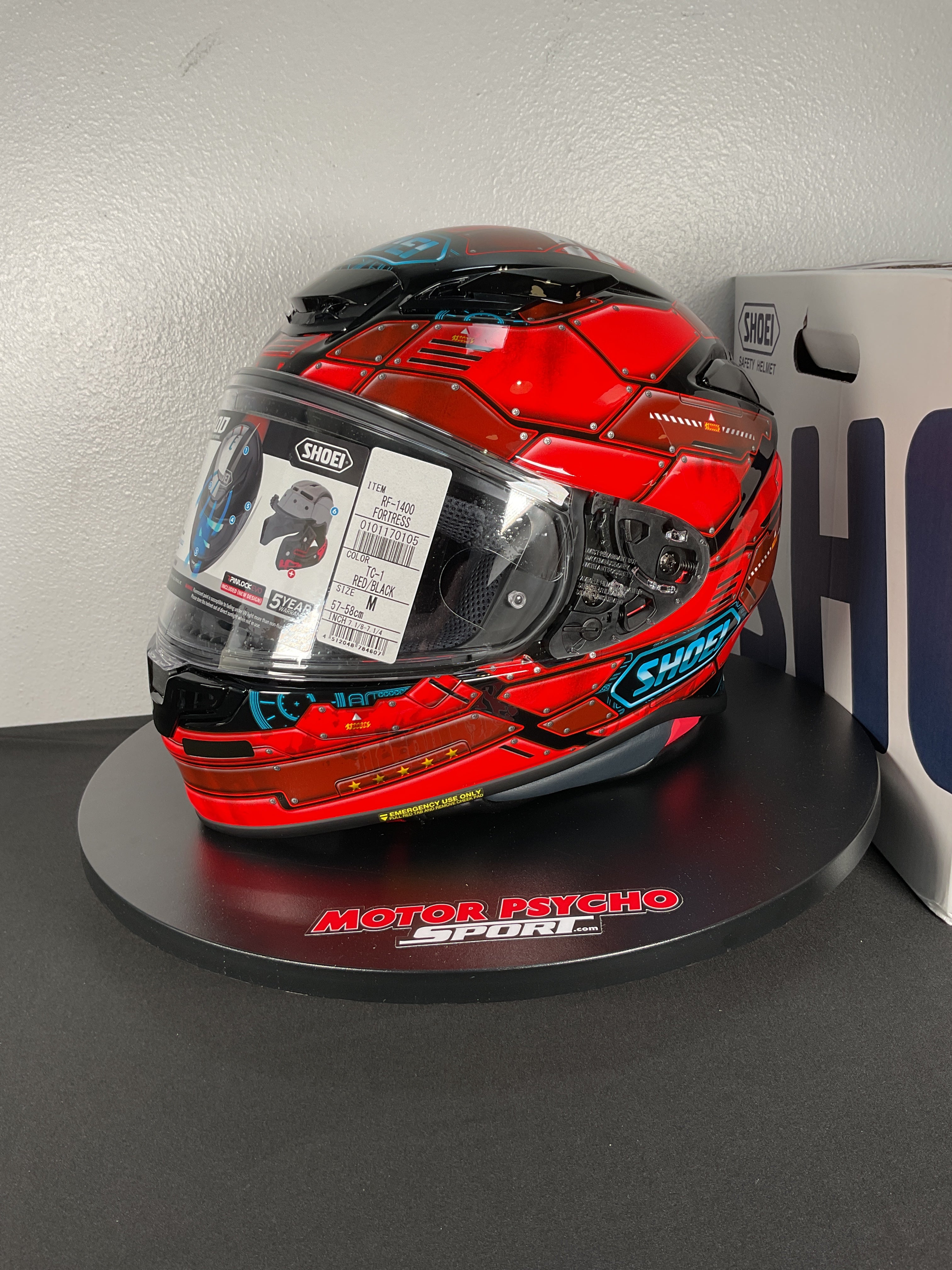 Dead Stock SHOEI FANCY D-3 RED × GOLD Dead Stock 新品 箱付 SHOEI FANCY STRIPE D-3 RED PEARL 58cm | SPEED