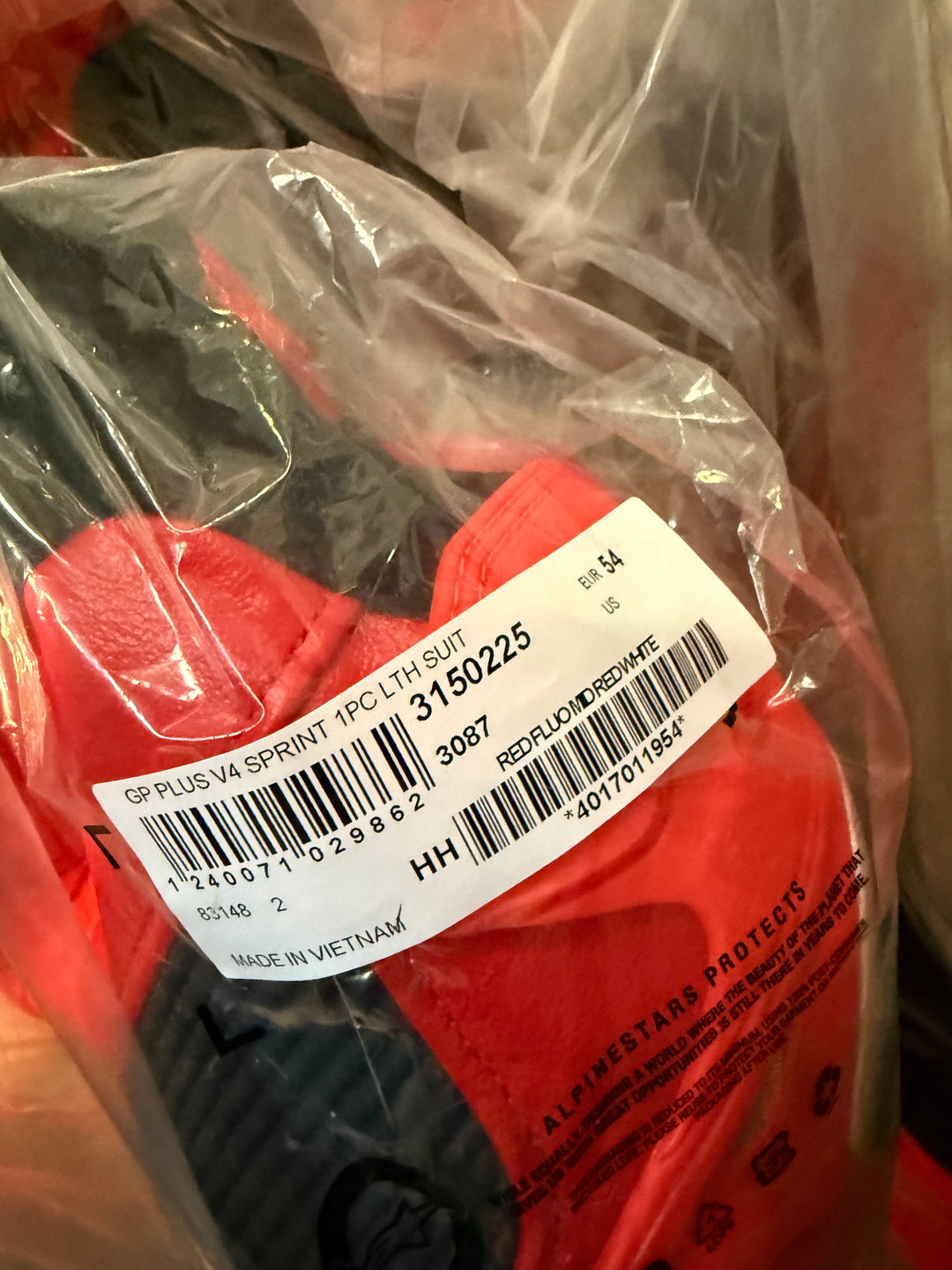 Alpinestars GP Plus V4 Sprint 1 Piece Leather Suit - Red Fluo/Mid Red/White - Size Euro 54 - USED LIKE NEW
