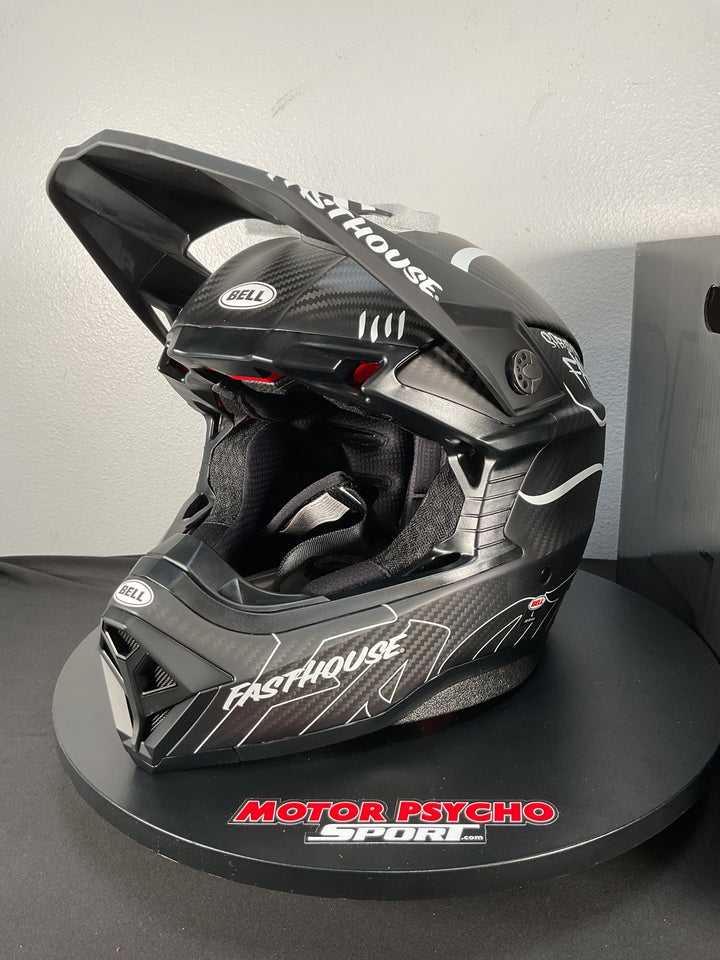 Bell Moto-10 Spherical Helmet - Fasthouse Raven Matte Black/White - Size Large - OPEN BOX