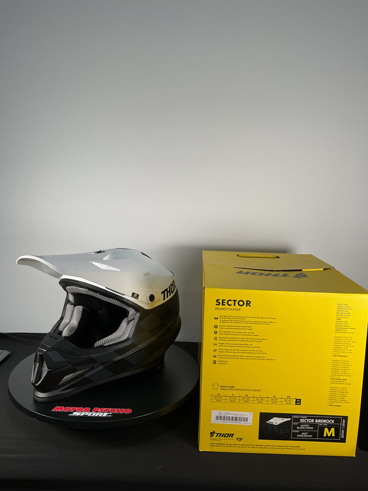 Thor Sector Birdrock Helmet - Matte Black/White - Size Medium - Used Like New