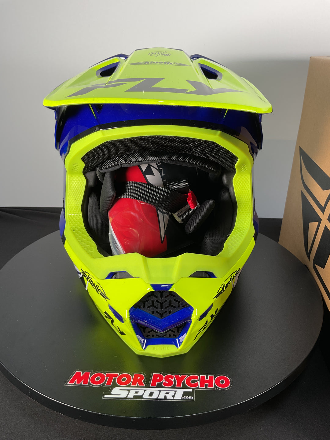 Fly Racing Kinetic Rally Helmet - H-Vis/Blue/Black - Size Large - Used Like New