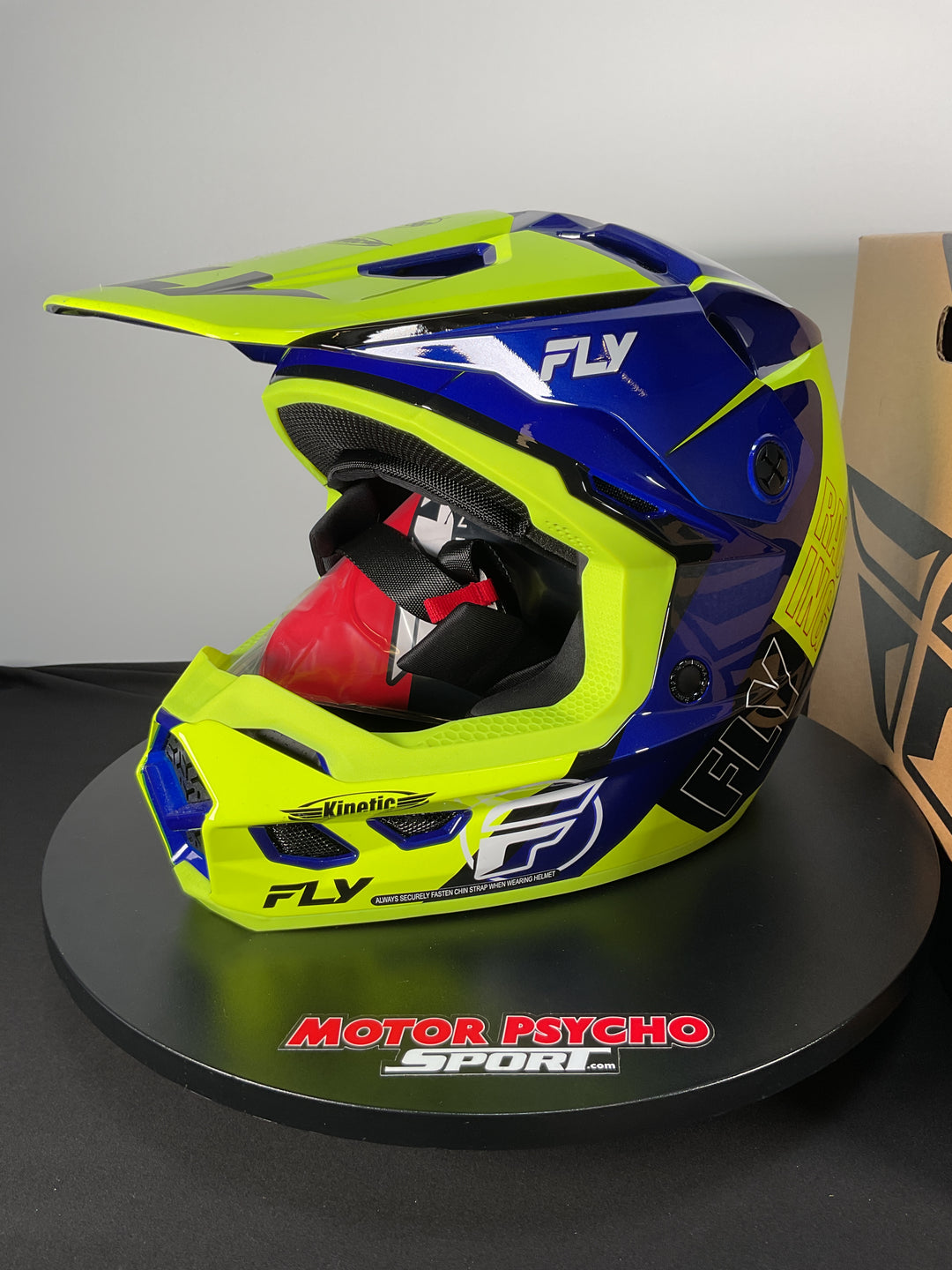 Fly Racing Kinetic Rally Helmet - H-Vis/Blue/Black - Size Large - Used Like New