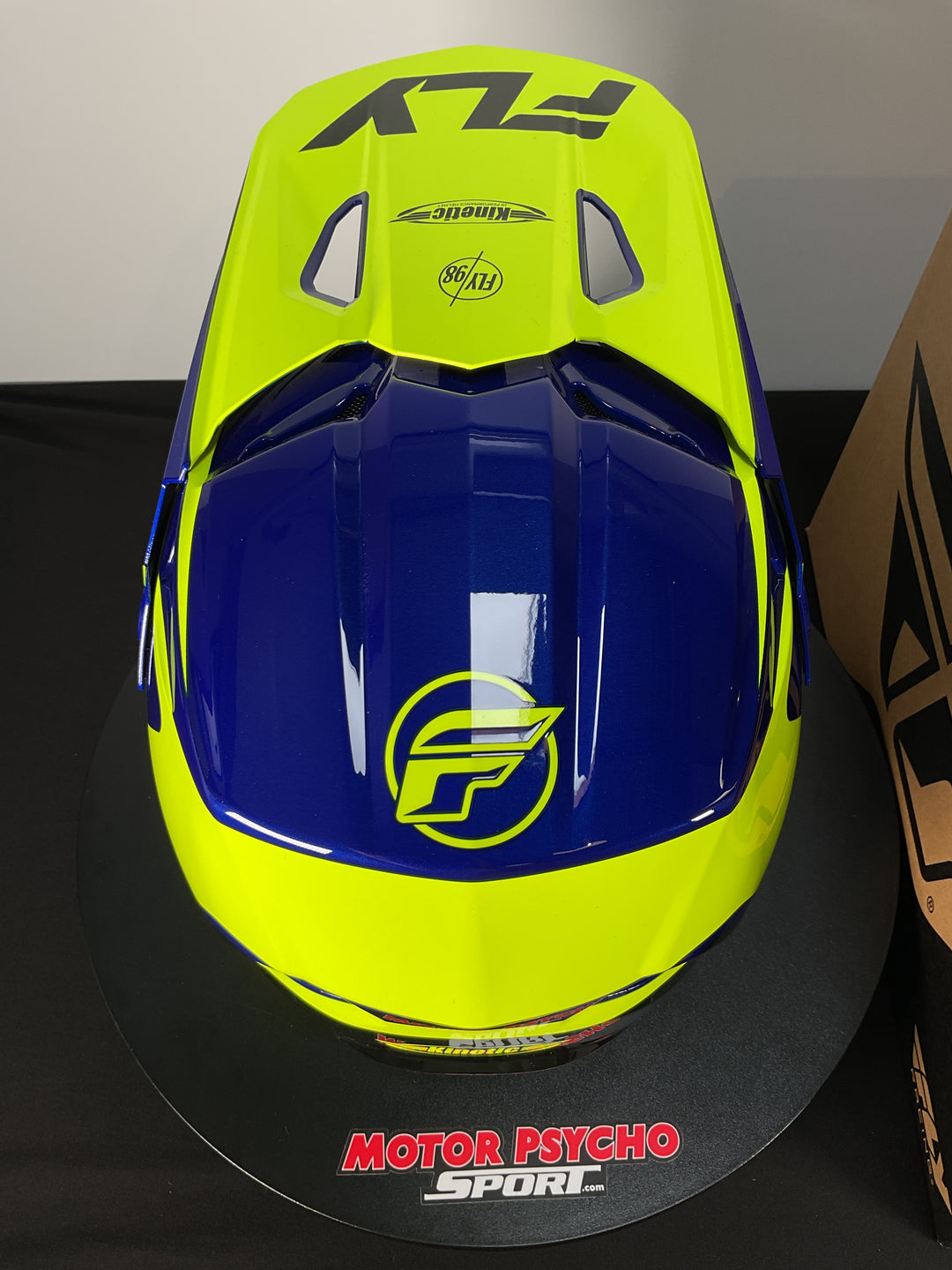 Fly Racing Kinetic Rally Helmet - H-Vis/Blue/Black - Size Large - Used Like New