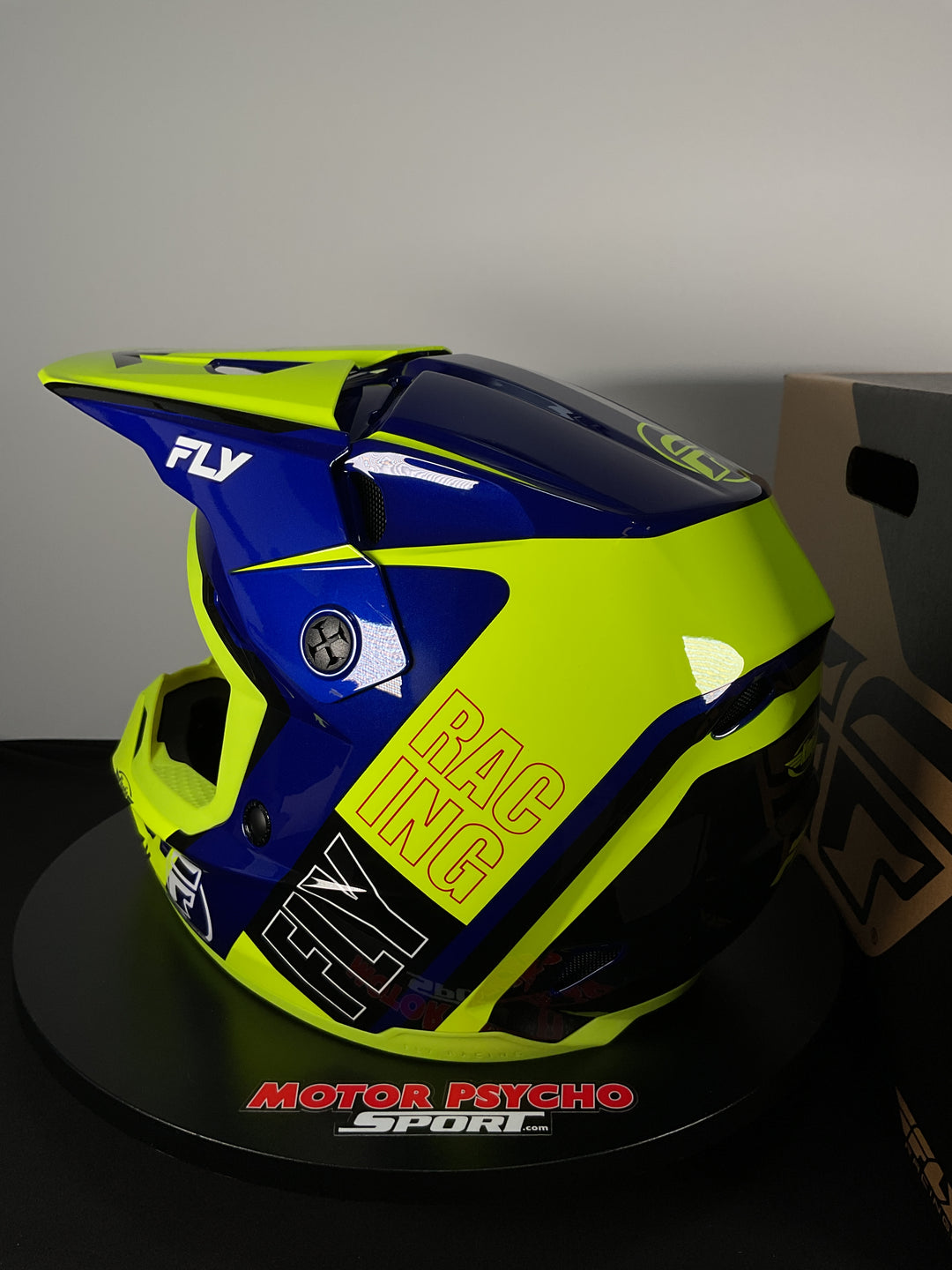 Fly Racing Kinetic Rally Helmet - H-Vis/Blue/Black - Size Large - Used Like New