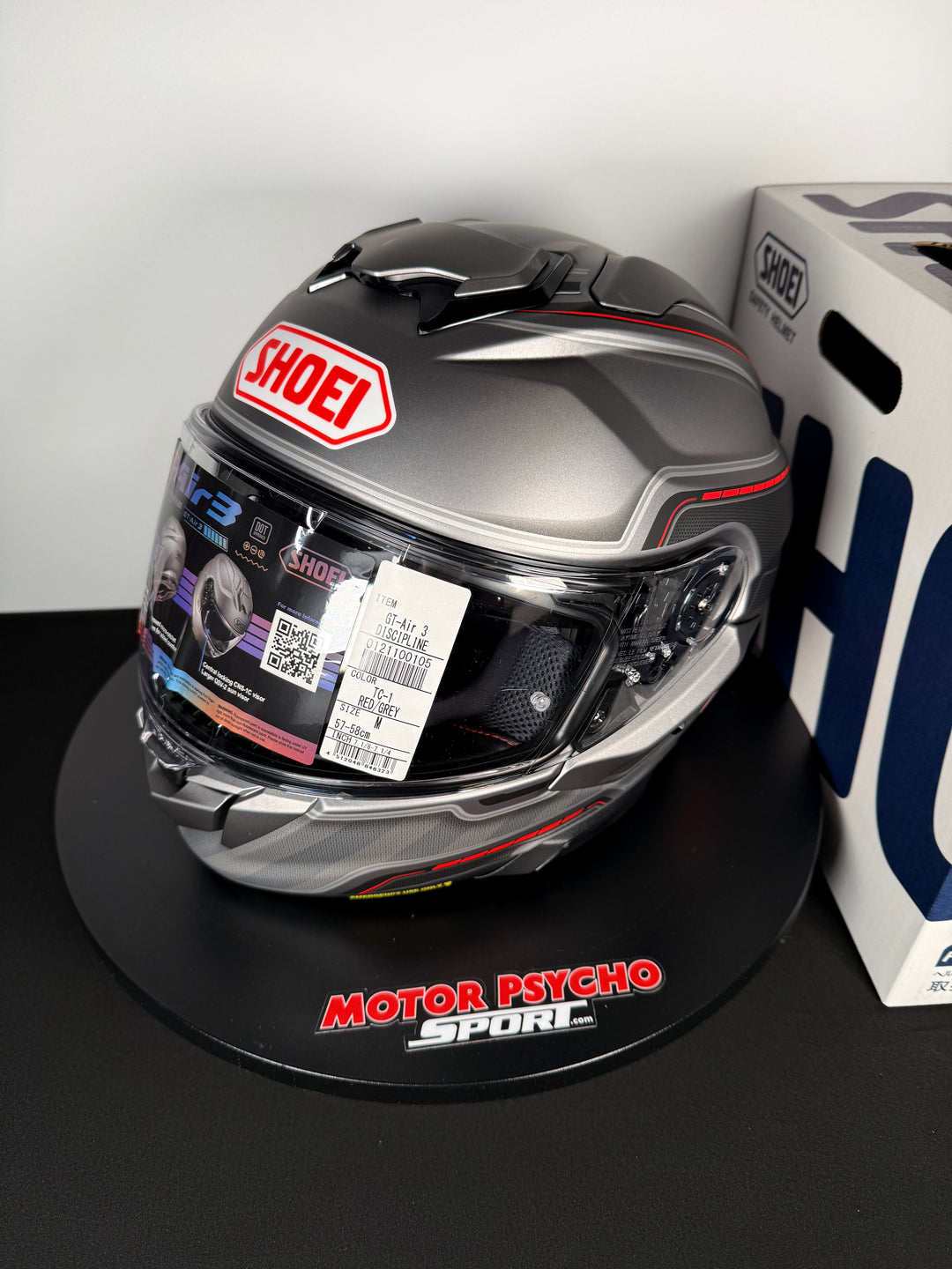 Shoei GT-Air 3 Discipline Helmet - TC-1 Matte Grey/Black/Red - Size Medium - USED / OPEN BOX