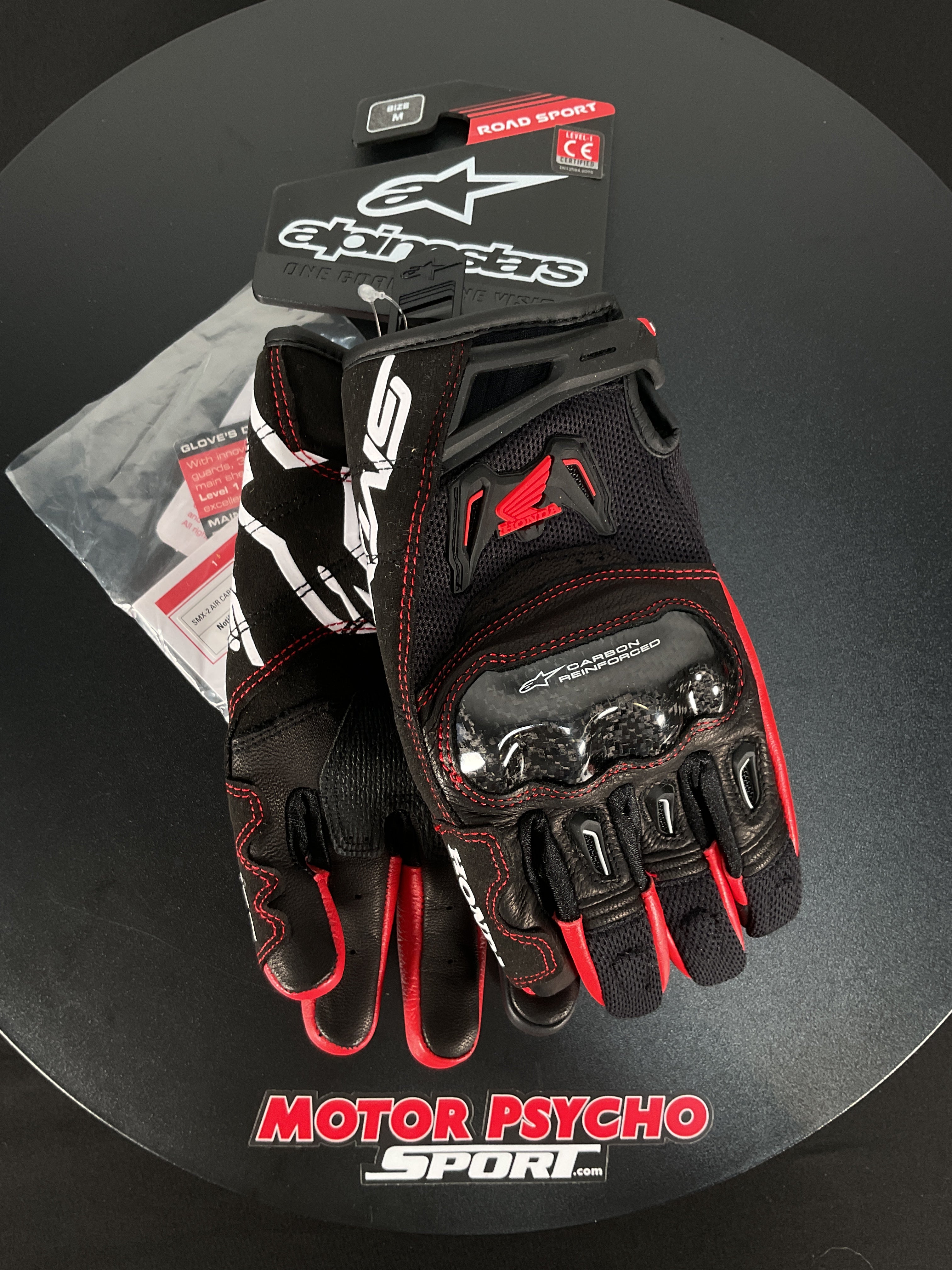 Alpinestars SMX-2 Air Carbon V2 Gloves - Black/Red - Size M - Used