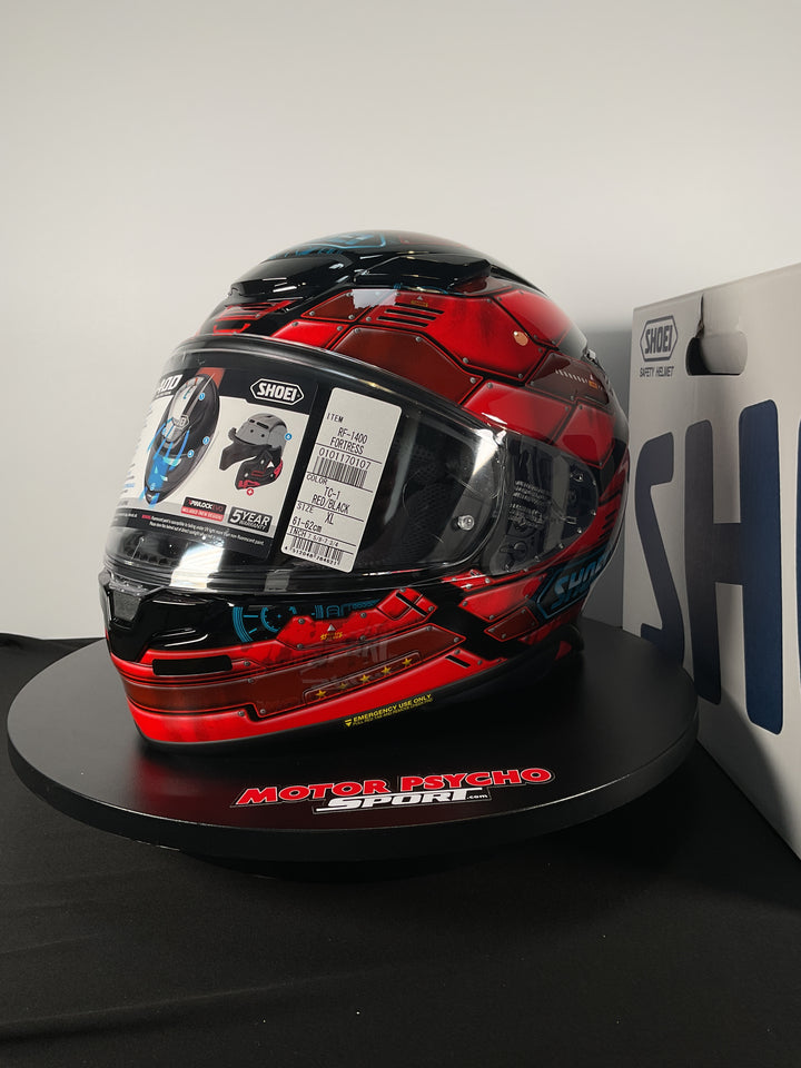 SHOEI RF-1400 Fortress TC-1 Red/Black Helmet - SIZE XL- OPEN BOX
