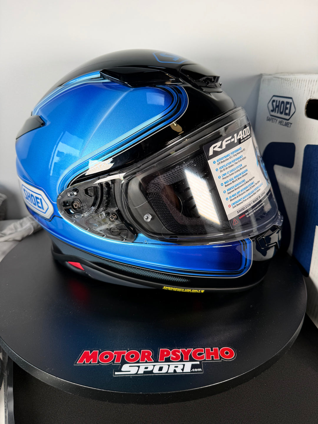 Shoei RF-1400 Sheen Helmet - TC-2 Blue/Black - Size Large - USED / OPEN BOX