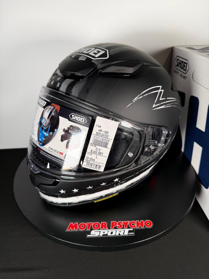 Shoei RF-1400 Dedicated 2 Helmet Matte TC-5 Black/White - Size Large - USED / OPEN BOX #2