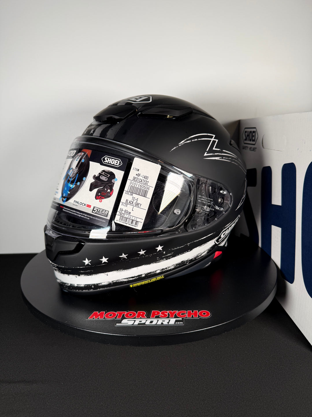 Shoei RF-1400 Dedicated 2 Helmet Matte TC-5 Black/White - Size Large