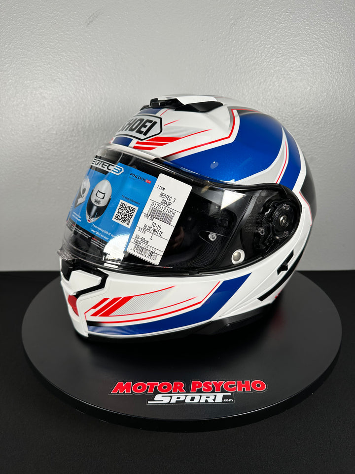 Shoei Neotec 3 Grasp Modular Helmet - TC-10 White/Black/Blue - USED / OPEN BOX