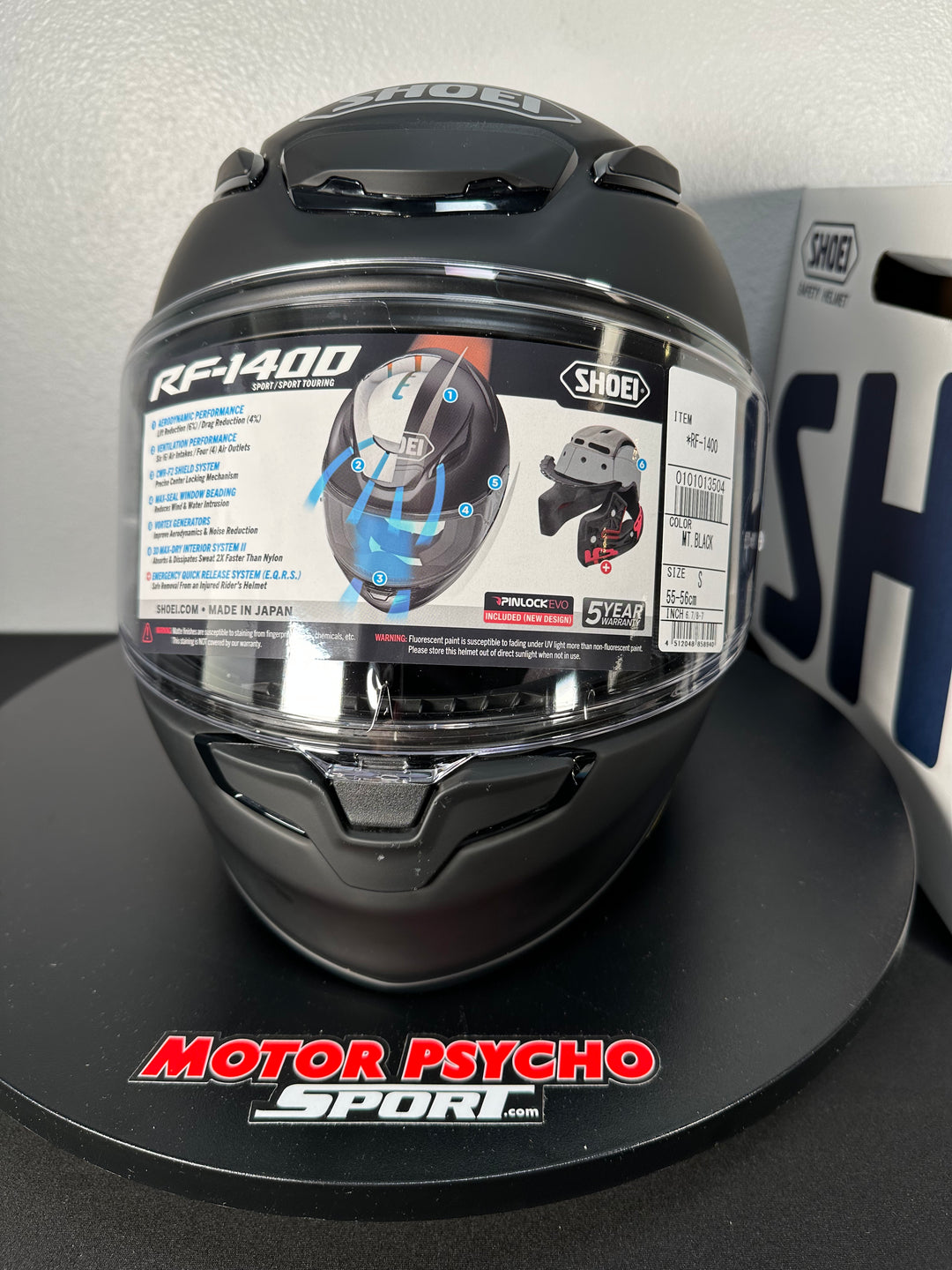 Shoei RF-1400 Helmet - Matte Black - Size Small - Used Good