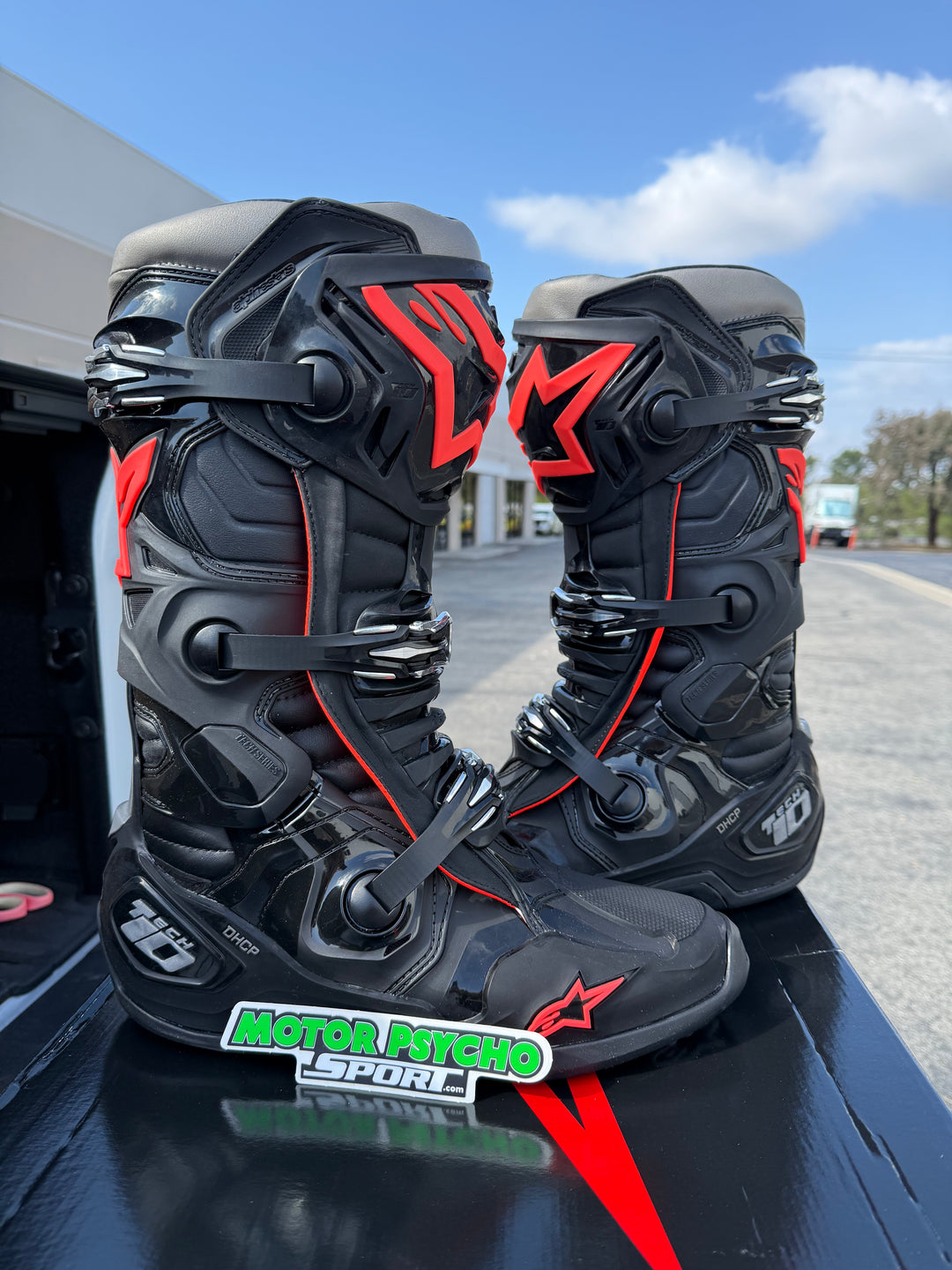 Alpinestars Tech 10 Boots - Black/Red Fluo - CLEARANCE