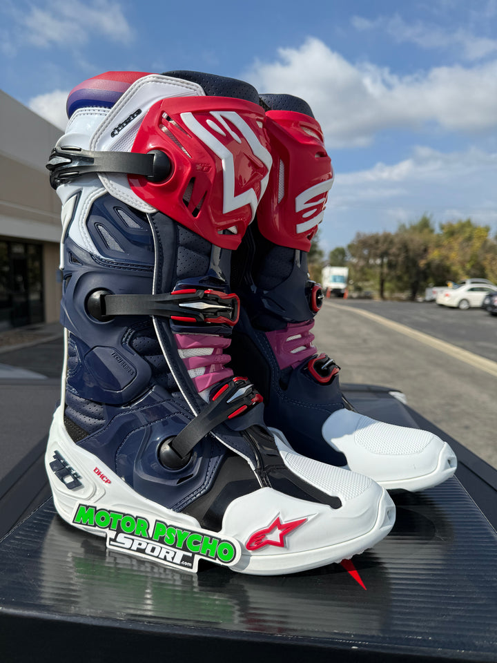 Alpinestars Tech 10 Supervented Boots - Night Navy/White/Rainbow - CLEARANCE