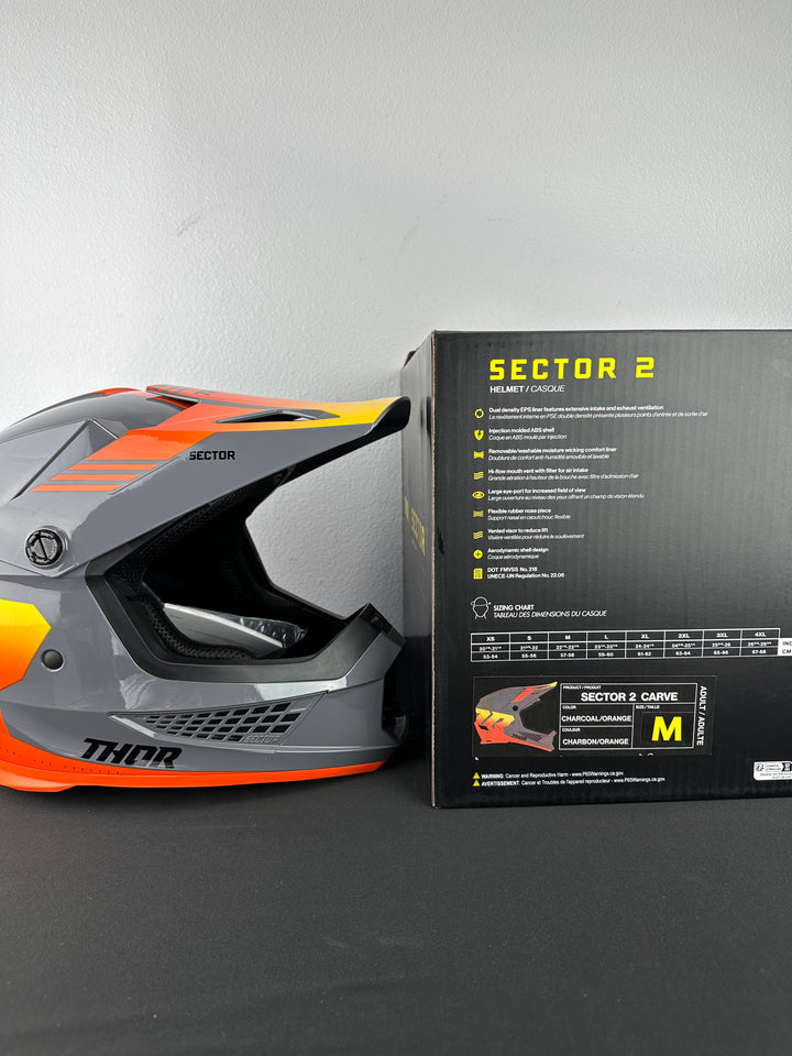 Thor Sector 2 Carve Helmet - Charcoal/Orange Size Medium - USED FLOOR SAMPLE