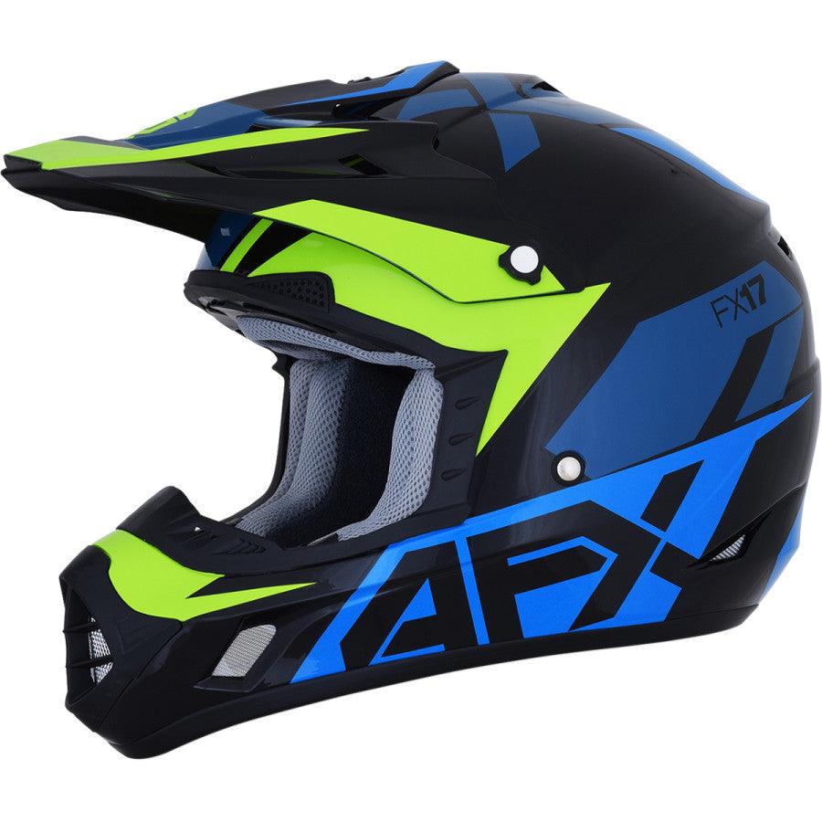 AFX FX-17 Aced Helmet - Blue/Lime - Motor Psycho Sport
