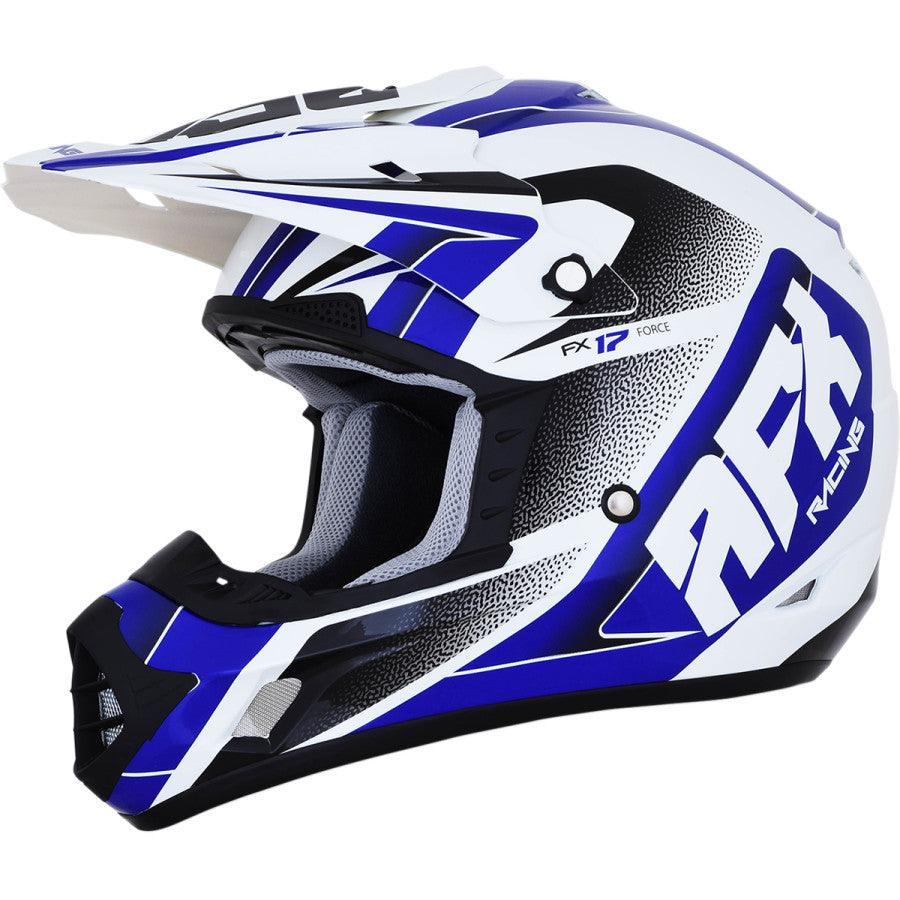 AFX FX-17 Force Helmet - Pearl White/Blue - Motor Psycho Sport