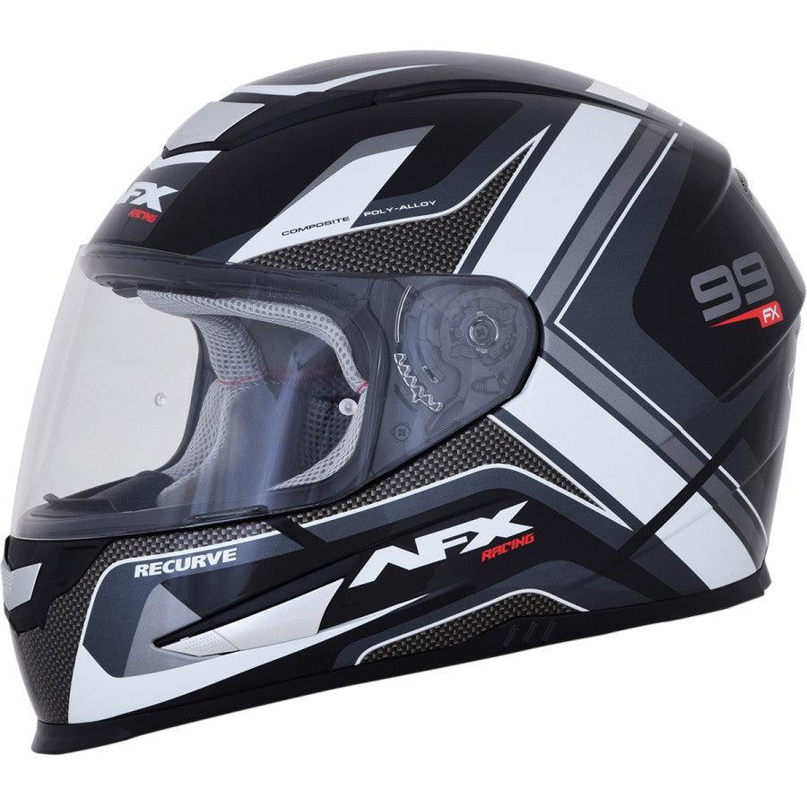 AFX FX-99 Recurve Helmet - Black/White - Motor Psycho Sport