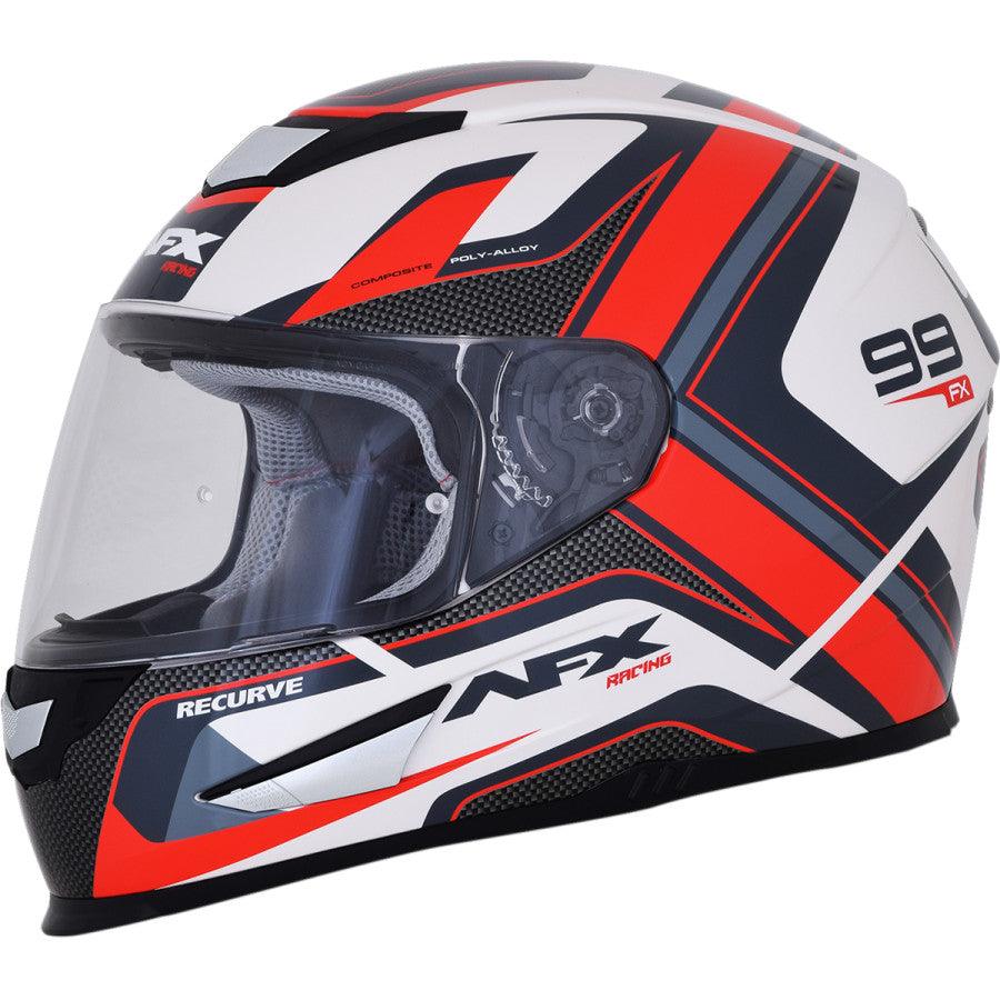 AFX FX-99 Recurve Helmet - Pearl White/Red - Motor Psycho Sport