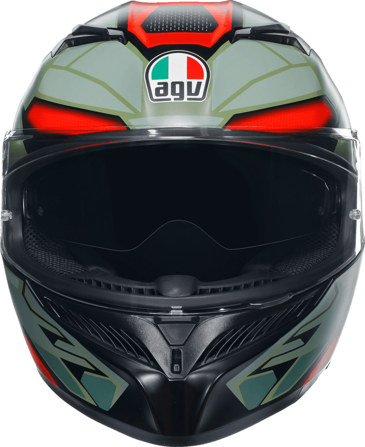 AGV K3 Helmet - Decept Matte Black/Green/Red - Motor Psycho Sport