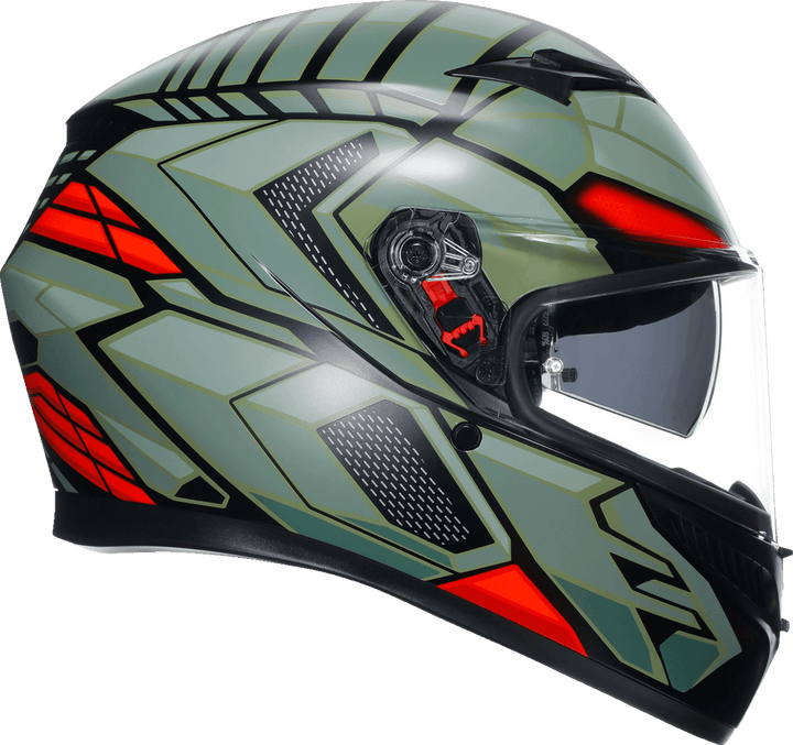 AGV K3 Helmet - Decept Matte Black/Green/Red - Size Medium - OPEN BOX - Motor Psycho Sport