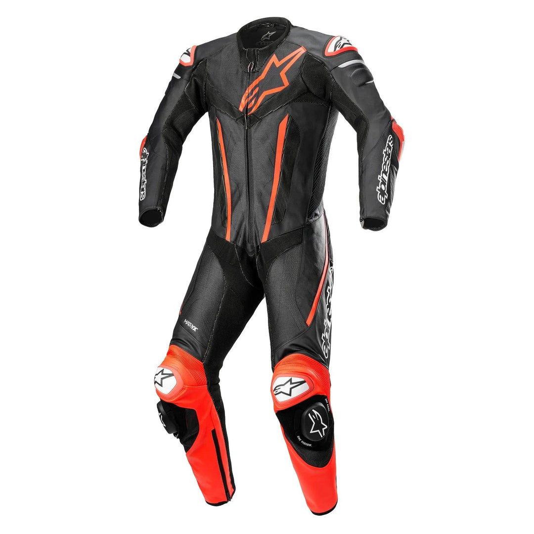 Alpinestars Fusion 1-Piece Leather Suit Black/Red Fluo - Motor Psycho Sport