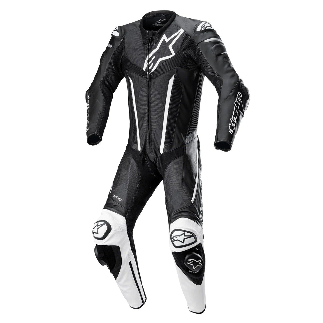 Alpinestars Fusion 1-Piece Leather Suit Black/White - Motor Psycho Sport