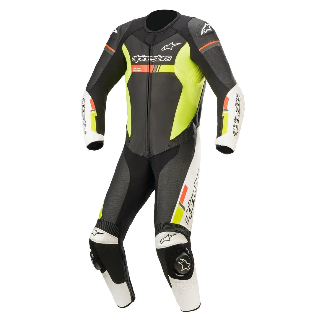 Alpinestars GP Force Chaser Leather Suit 1-Piece Black/White/Red Fluo/Yellow Fluo - Motor Psycho Sport