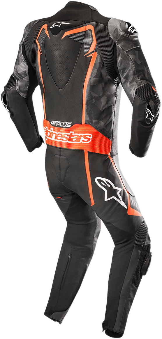 Alpinestars GP Plus V2 Camo 1-Piece Leather Suit - Black/Camo/Red Fluorescent - Motor Psycho Sport