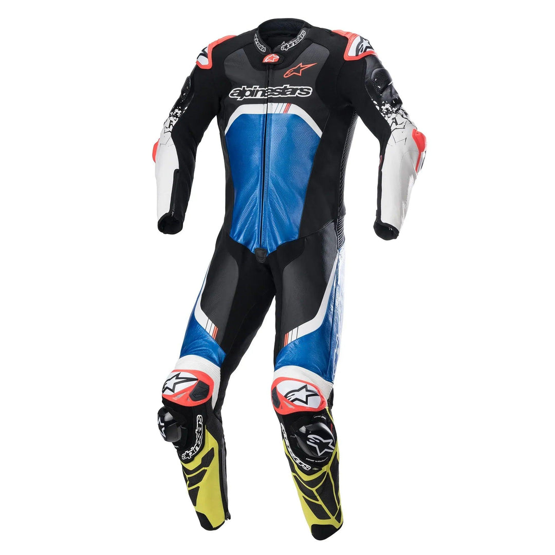 Alpinestars GP Tech V4 Leather Suit Racing Professional - Black/Blue/Yellow Fluo - Motor Psycho Sport