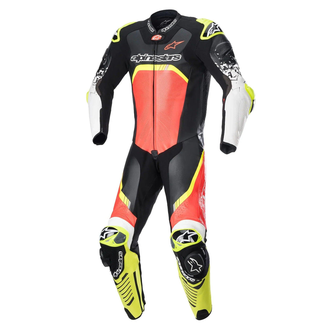 Alpinestars GP Tech V4 Leather Suit Racing Professional - Black/Red Fluo/Yello Fluo - Motor Psycho Sport