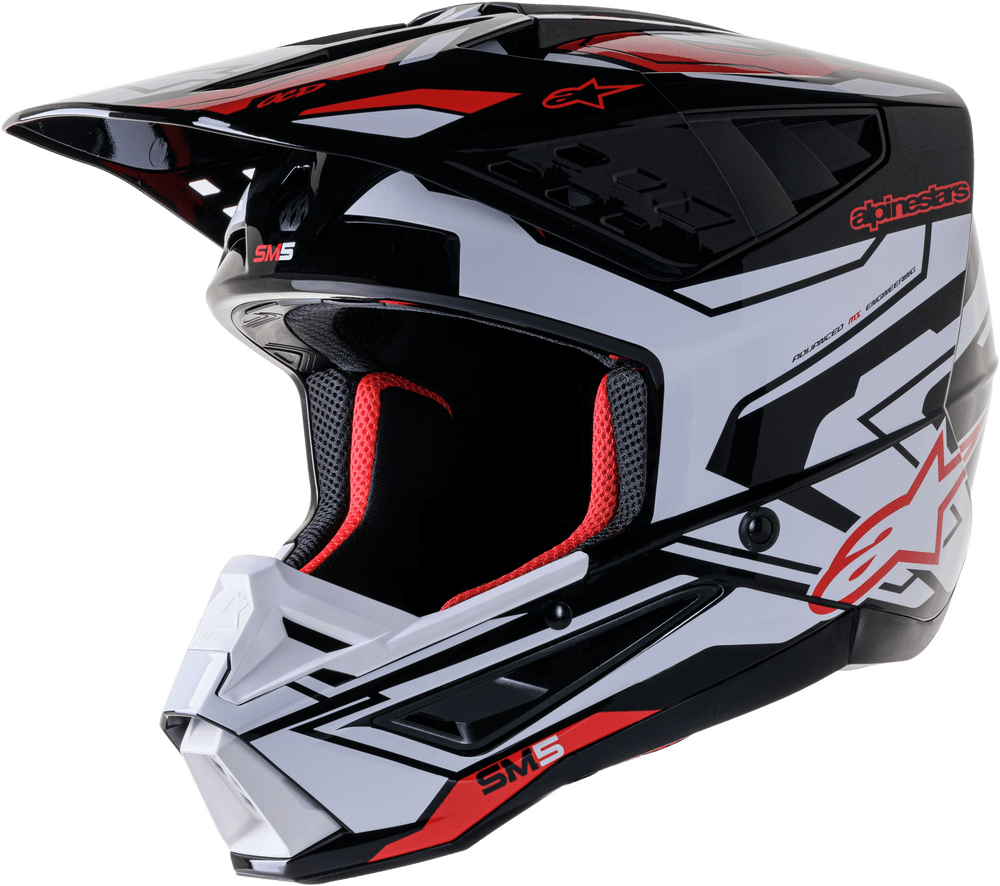 Alpinestars S-M5 Action 2 Helmet Black/White/Bright Red Glossy - Motor Psycho Sport