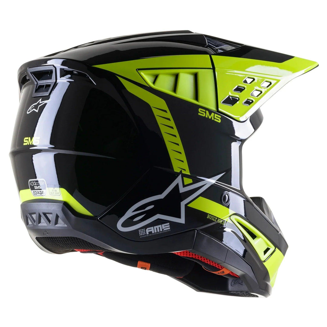 Alpinestars SM5 Beam Black/Anthracite/Yellow Fluo Glossy Helmet - Motor Psycho Sport
