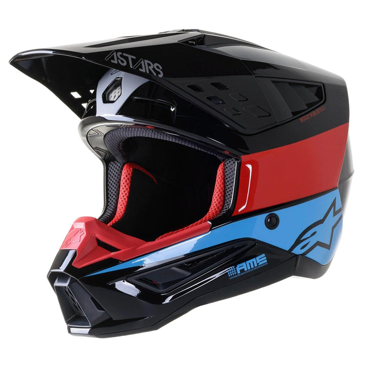 Alpinestars SM5 Bond Black/Red/Cyan Glossy Helmet - Motor Psycho Sport