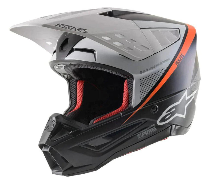 Alpinestars SM5 Rayon Black/White/Orange Fluorescente Matte Helmet - Motor Psycho Sport